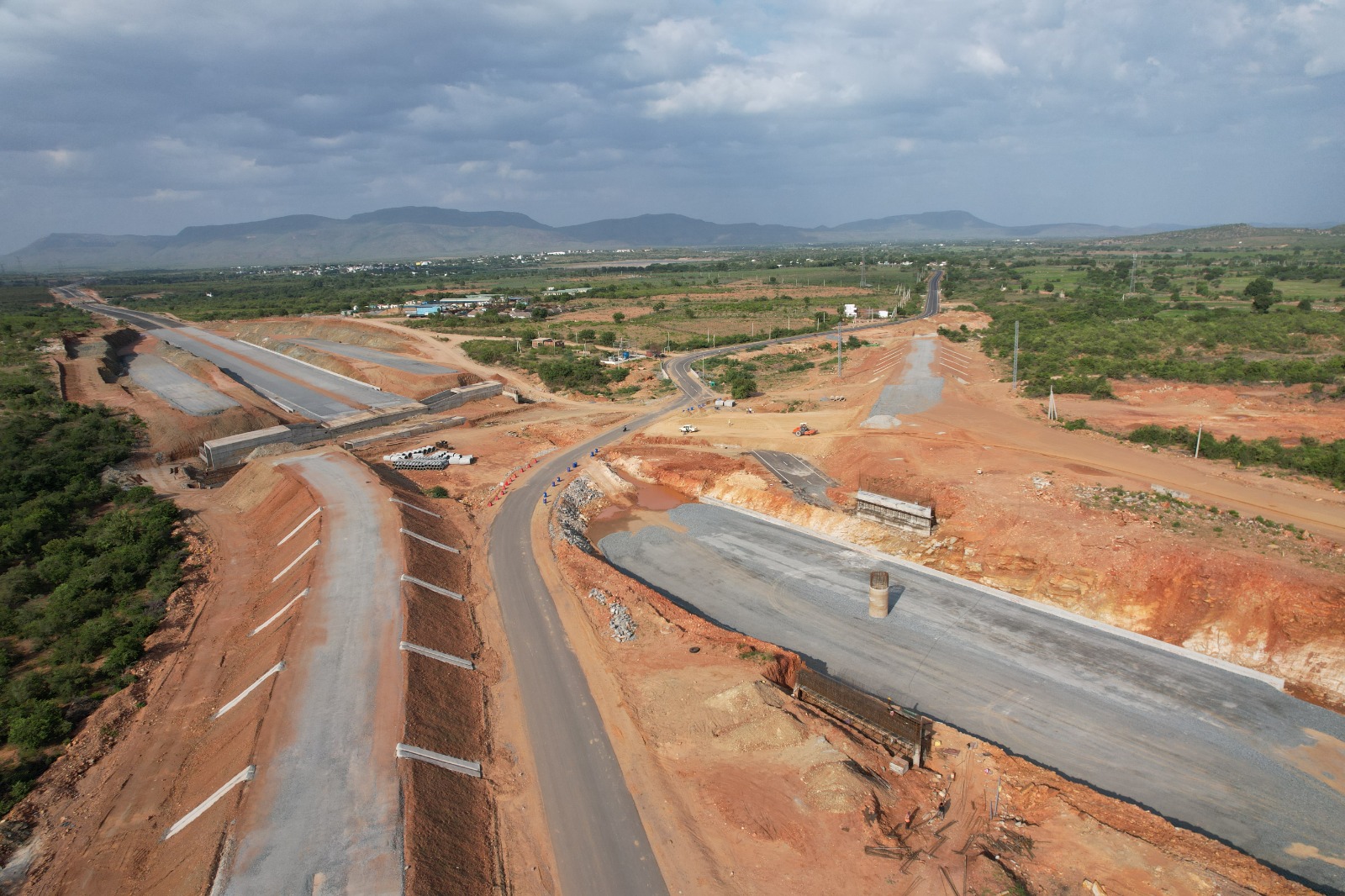 Aerial view of the expressway interchange under construction